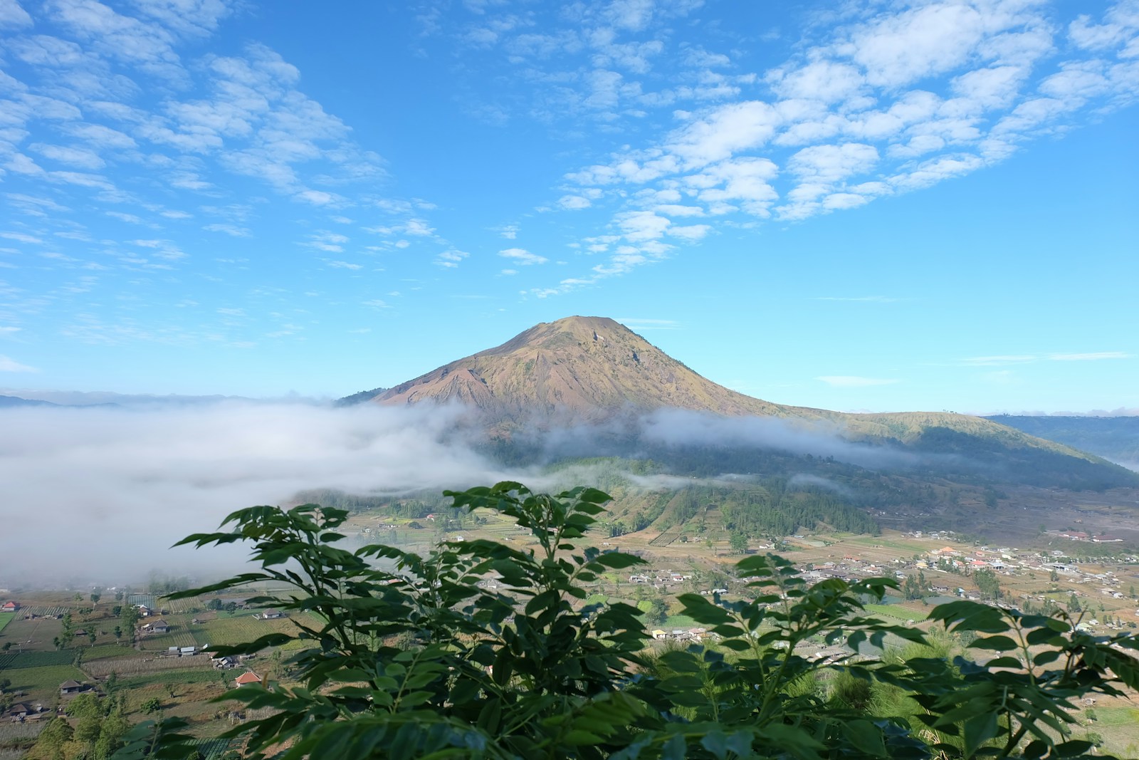 A view of a mountain in the distance
